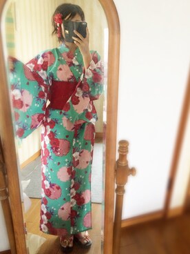 「アイテム（浴衣、グリーン系）」を使った、なたーしゃ.○さん（レディース・157cm）の夏コーディネート