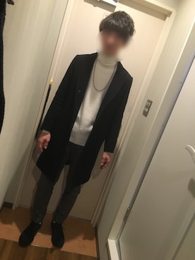 「Iroquois（イロコイ）の【Iroquois】ラッセルタートルネック（ニット/セーター、ホワイト系）」を使った、沢さん(ざわさん)さん（メンズ・178cm）の冬コーディネート