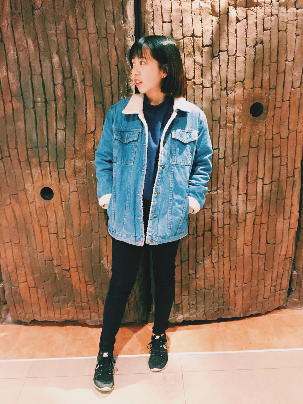 「warm、cold、winter、jacket 、ootd、outfit」｜「NIKEのアイテム（スニーカー、ブラック系）」を使った、RongRongりんさん（レディース・161cm）の冬コーディネートの1枚目の写真