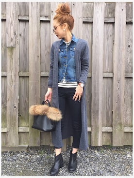 「CLOSE-UP（クローズアップ）のアイテム（ジャケット/アウター）」を使った、asukaさん（レディース・163cm）の冬コーディネート