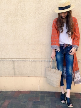 「Ungrid（アングリッド）のインディゴフレイドヘムストスリ（デニムパンツ）」を使った、asukaさん（レディース・163cm）の春コーディネート