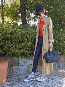 「アニエスベー」｜「アイテム（トレンチコート）」を使った、asukaさん（レディース・163cm）の秋コーディネート