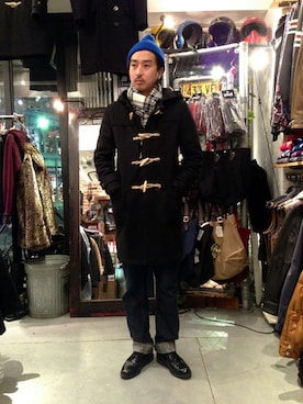 「SCHOTT」｜「アイテム（ダッフルコート）」を使った、idaさん（メンズ・179cm）の冬コーディネート