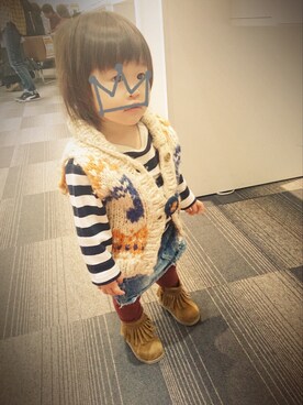 「カウチン」｜mi-faさん（キッズ・80cm）の秋コーディネート