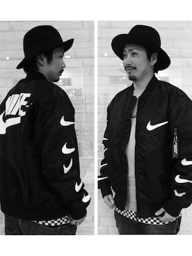 「AIR MAX」｜「アイテム（ミリタリージャケット）」を使った、佐々木 小次郎さん（メンズ・170cm）の冬コーディネート