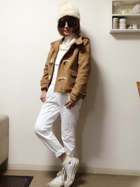 「オールスター」｜「アイテム（ダッフルコート）」を使った、maikoroさん（レディース・158cm）の秋コーディネート