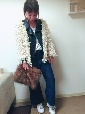 「DHOLIC（ディーホリック）のアイテム（その他アウター）」を使った、maikoroさん（レディース・158cm）の冬コーディネート