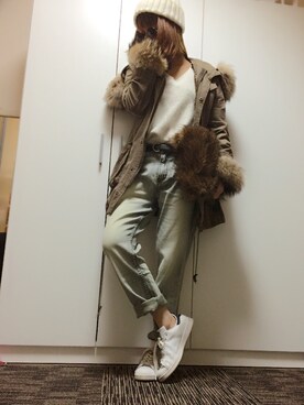 「DRWCYS（ドロシーズ）のアイテム（モッズコート）」を使った、maikoroさん（レディース・158cm）の冬コーディネート