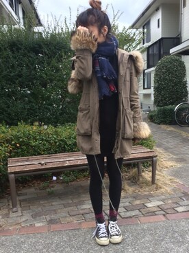 「DRWCYS（ドロシーズ）のアイテム（モッズコート）」を使った、maikoroさん（レディース・158cm）の冬コーディネート