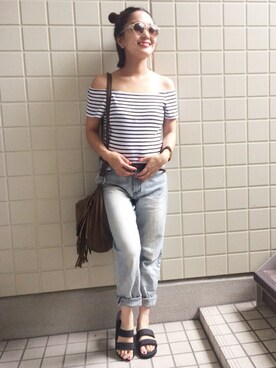 「selectshop moca（セレクトショップモカ）のアイテム」を使った、maikoroさん（レディース・158cm）の夏コーディネート