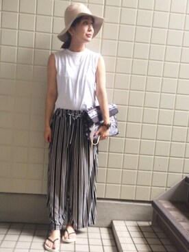 「OLD NAVY（オールドネイビー）のアイテム（ビーチサンダル）」を使った、maikoroさん（レディース・158cm）の夏コーディネート