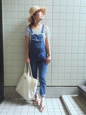 「OLD NAVY（オールドネイビー）のアイテム（ビーチサンダル）」を使った、maikoroさん（レディース・158cm）の夏コーディネート