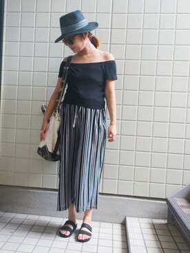 「CLOSE-UP（クローズアップ）のアイテム（パンツ）」を使った、maikoroさん（レディース・158cm）の夏コーディネート