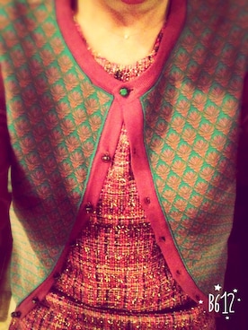 「ROBERTO COLLINA（ロベルトコリーナ）のアイテム（カーディガン/ボレロ、ピンク系）」を使った、maaaachさん（レディース・164cm）の冬コーディネート