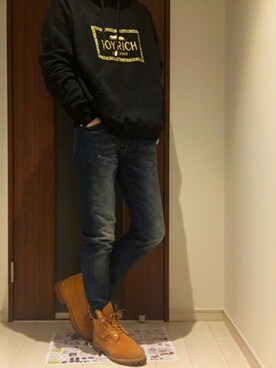 「Timberland（ティンバーランド）のTimberland（ティンバーランド）6inch Boots（ブーツ、ブラウン系）」を使った、seriさん（メンズ・178cm）の秋コーディネート