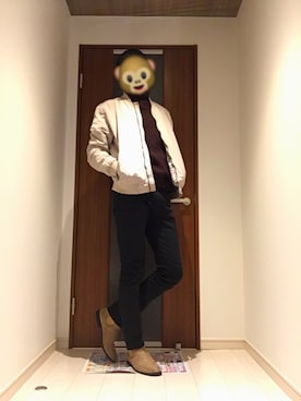 「ZARA（ザラ）のアイテム（ブルゾン、ベージュ系）」を使った、seriさん（メンズ・178cm）の秋コーディネート