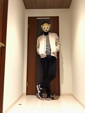 「ZARA（ザラ）のアイテム（ブルゾン、ベージュ系）」を使った、seriさん（メンズ・178cm）の冬コーディネート