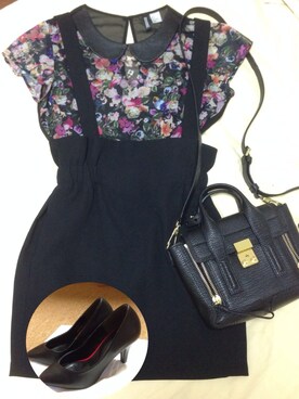 「SNIDEL（スナイデル）のサスペンダータイトミニスカート（スカート、ブラック系）」を使った、ゆのみさん（レディース・157cm）の秋コーディネート