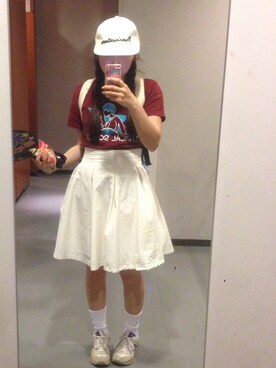 「GLOBAL WORK（グローバルワーク）のアイテム（キャップ、ホワイト系）」を使った、ゆのみさん（レディース・157cm）の夏コーディネート