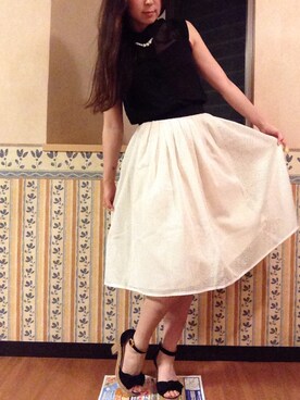 「American Apparel（アメリカンアパレル）のアイテム（トップス、ブラック系）」を使った、ゆのみさん（レディース・157cm）の夏コーディネート