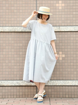 「チチカカ（チチカカ）のアイテム（帽子）」を使った、おくぅさん（レディース・156cm）の夏コーディネート