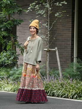 「ゆるずる」｜「アイテム（帽子）」を使った、おくぅさん（レディース・156cm）の秋コーディネート