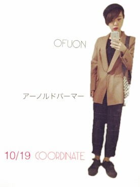 「OFUON（オフオン）のアイテム（その他アウター）」を使った、zuzuさん（レディース・156cm）の秋コーディネート