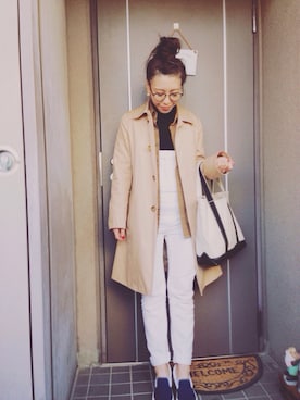 「ROPE' PICNIC（ロペピクニック）のアイテム（ステンカラーコート）」を使った、ayanoさん（レディース・153cm）の冬コーディネート