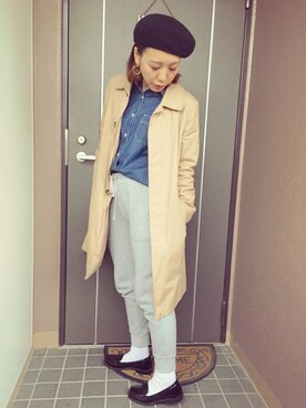 「ROPE' PICNIC（ロペピクニック）のアイテム（ステンカラーコート）」を使った、ayanoさん（レディース・153cm）の春コーディネート