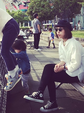 「LE JUN（ルジュン）のアイテム（帽子）」を使った、ayanoさん（レディース・153cm）の春コーディネート