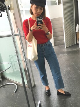 「LE JUN（ルジュン）のアイテム（帽子）」を使った、ayanoさん（レディース・153cm）の春コーディネート