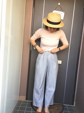 「SALON adam et rope'（サロン アダム エ ロペ）のアイテム（ハット）」を使った、ayanoさん（レディース・153cm）の夏コーディネート
