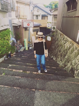 「SALON adam et rope'（サロン アダム エ ロペ）のアイテム（ハット）」を使った、ayanoさん（レディース・153cm）の夏コーディネート