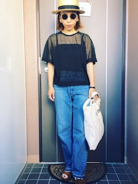 「SALON adam et rope'（サロン アダム エ ロペ）のアイテム（ハット）」を使った、ayanoさん（レディース・153cm）の夏コーディネート