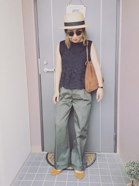 「SALON adam et rope'（サロン アダム エ ロペ）のアイテム（ハット）」を使った、ayanoさん（レディース・153cm）の夏コーディネート