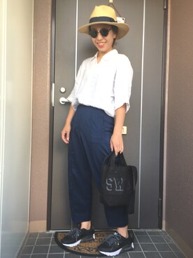 「Ray BEAMS（レイビームス）のRay BEAMS / 中折れ HAT（ハット）」を使った、ayanoさん（レディース・153cm）の秋コーディネート