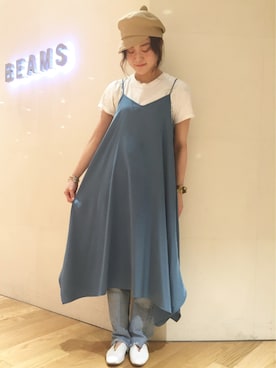 「秋先取りコーデ」｜「アイテム（キャスケット）」を使った、yamashita  aiさん（レディース・157cm）の夏コーディネート