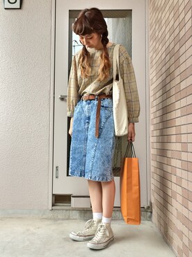 「ひざ丈スカート」｜「アイテム（その他）」を使った、ayanokusoさん（レディース・160cm）の夏コーディネート