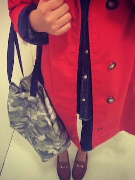 「ノースフェイス」｜「アイテム（ステンカラーコート）」を使った、Mamiさん（レディース・160cm）の冬コーディネート