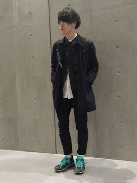 「アイテム（ステンカラーコート）」を使った、junさん（メンズ・171cm・10代）の冬コーディネート