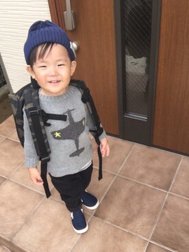 「2歳3ヶ月」｜「アイテム（バッグ）」を使った、TAKUTOMOさん（キッズ・90cm）の秋コーディネート
