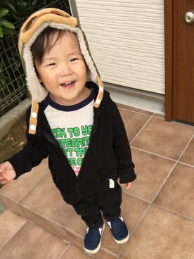 「2歳3ヶ月」｜「アイテム（その他トップス）」を使った、TAKUTOMOさん（キッズ・90cm）の秋コーディネート