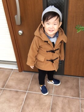 「むすこーで」｜「アイテム（ダッフルコート）」を使った、TAKUTOMOさん（キッズ・90cm）の冬コーディネート