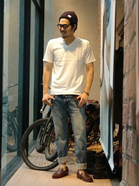 「TYPE BLUE（タイプブルー）のアイテム（Tシャツ/カットソー）」を使った、奥野翼さん（メンズ・180cm）の夏コーディネート