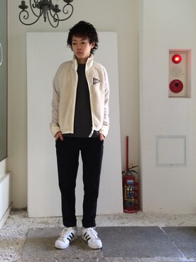 「and wander（アンドワンダー）のアイテム（ブルゾン）」を使った、けんた     わたなべさん（メンズ・163cm）の秋コーディネート