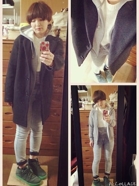 「ハイウエストデニム」｜meguさん（レディース・153cm）の冬コーディネート