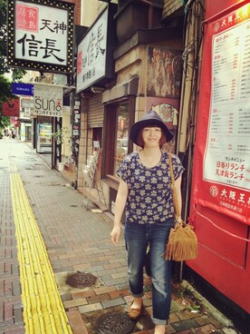 「Caffe（カフェ）のアイテム」を使った、meguさん（レディース・153cm）の夏コーディネート