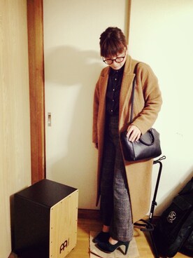 「フランネルシャツ」｜「アイテム（その他アウター）」を使った、meguさん（レディース・153cm）の秋コーディネート