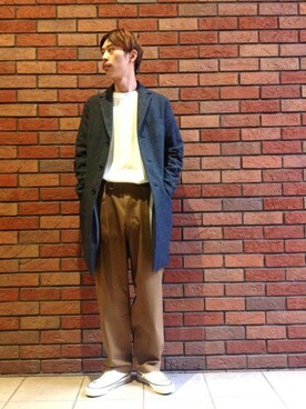 「SHIPS JET BLUE（シップスジェットブルー）のアイテム（チェスターコート）」を使った、赤井さん（メンズ・175cm）の秋コーディネート