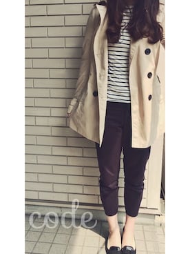 「stradivarius（ストラディバリウス）のアイテム（トレンチコート）」を使った、▽aykさん（レディース・157cm）の春コーディネート